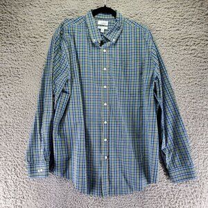 Croft & Barrow Shirt Mens XXL Blue Plaid Easy Care Long Sleeve Button Up